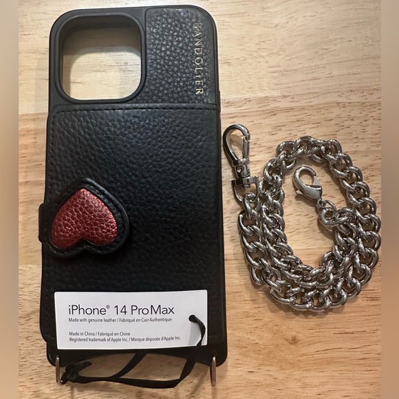 Bandolier 14 Pro Max iPhone Case Gia - Black and Red Heart Leather - Picture 1 of 6